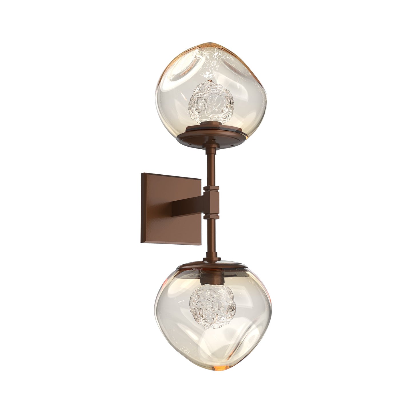 Luna Double LED Wall Light in Burnished Bronze/Amber (Floret Crystal).