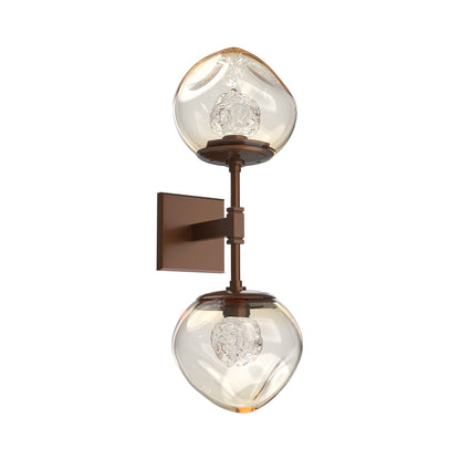 Luna Double LED Wall Light in Burnished Bronze/Amber (Floret Crystal).