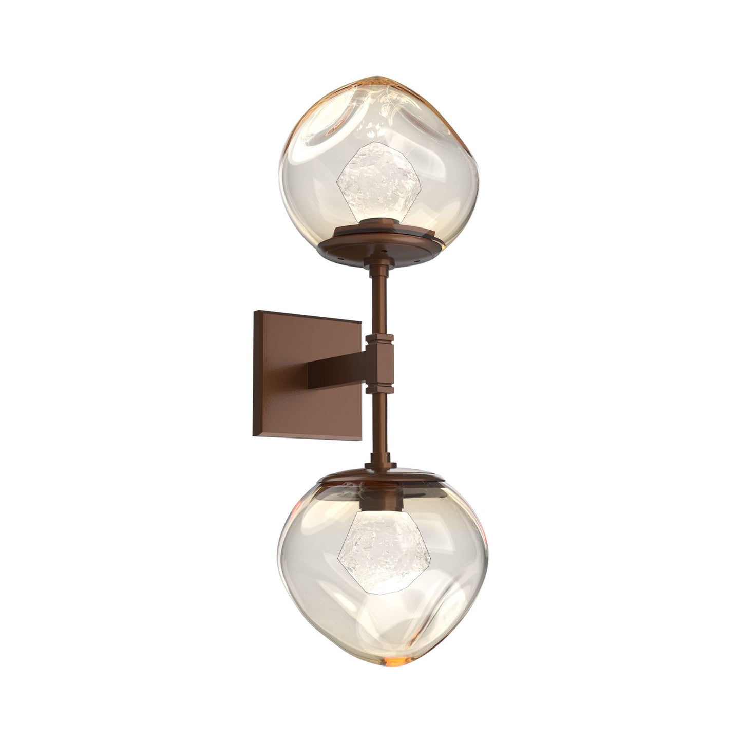Luna Double LED Wall Light in Burnished Bronze/Amber (Zircon Crystal).