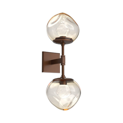 Luna Double LED Wall Light in Burnished Bronze/Amber (Zircon Crystal).