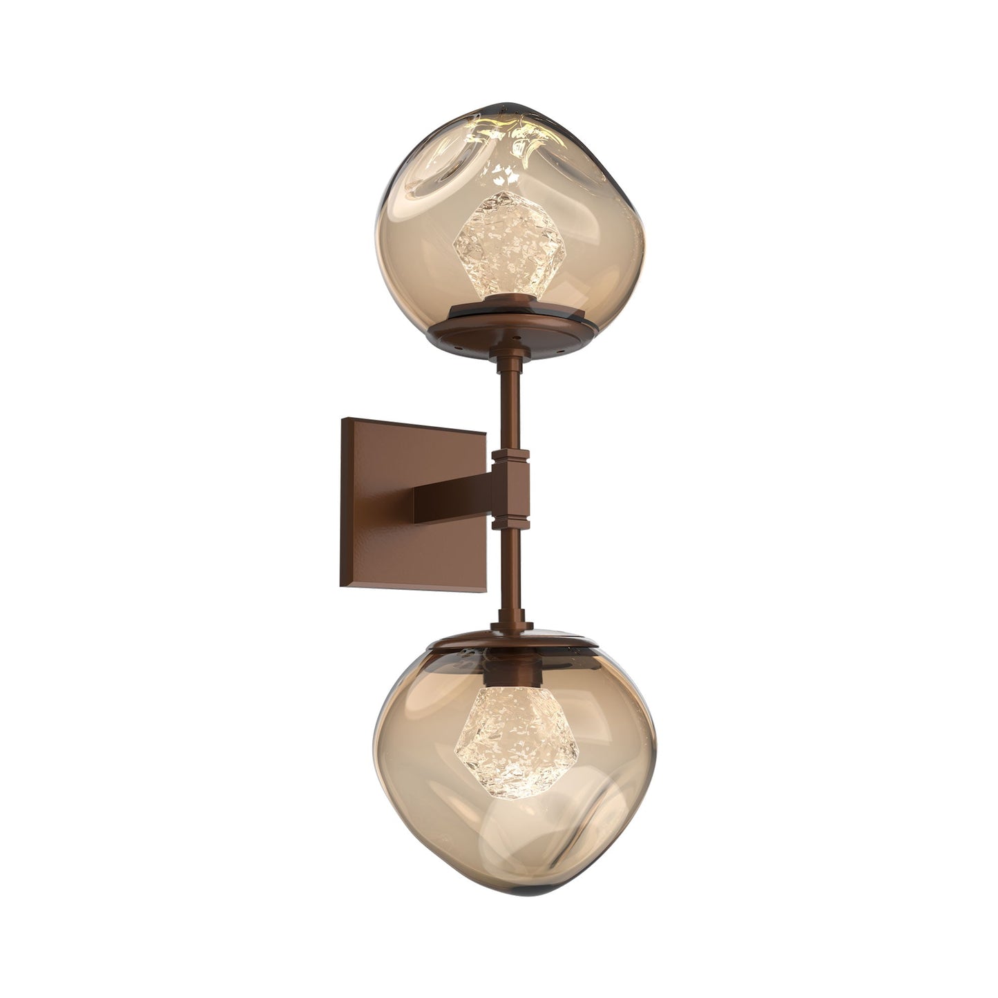 Luna Double LED Wall Light in Burnished Bronze/Bronze (Zircon Crystal).
