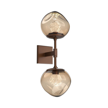 Luna Double LED Wall Light in Burnished Bronze/Bronze (Zircon Crystal).