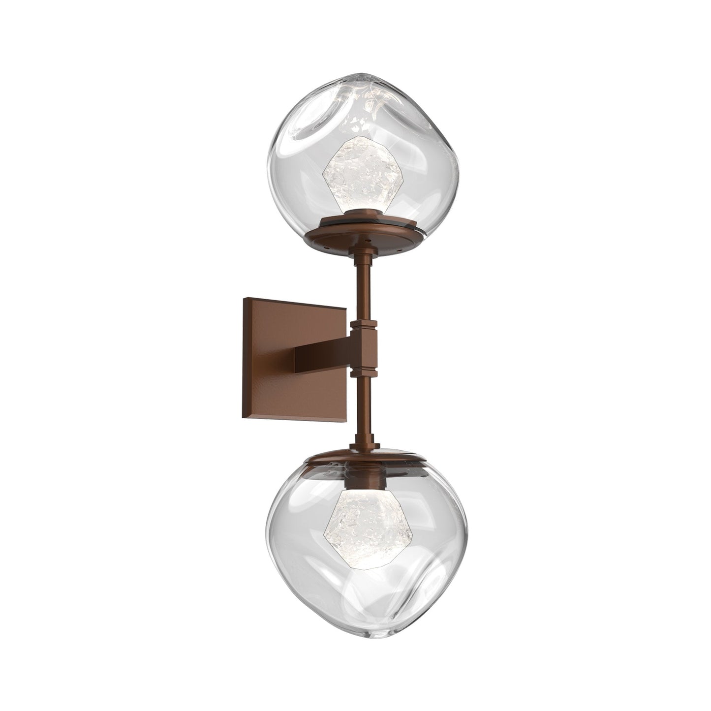 Luna Double LED Wall Light in Burnished Bronze/Clear (Zircon Crystal).