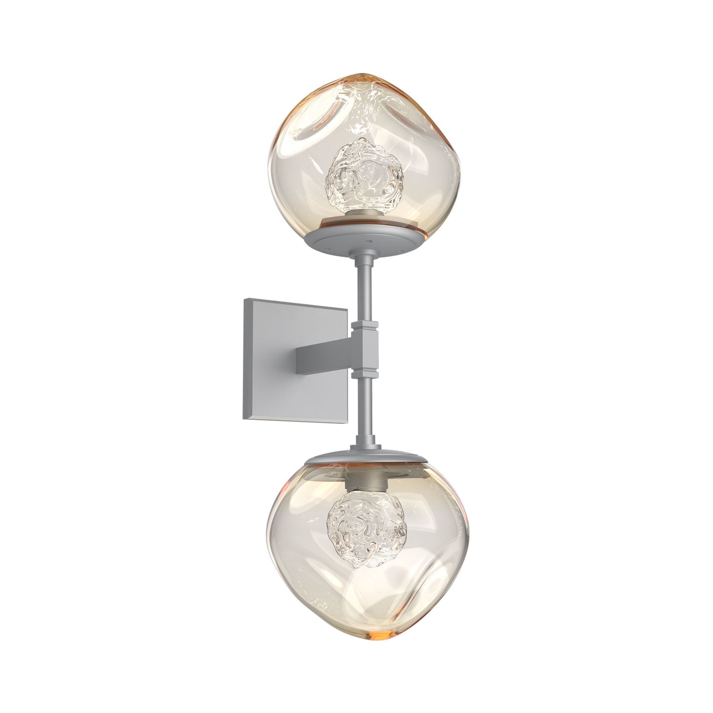 Luna Double LED Wall Light in Classic Silver/Amber (Floret Crystal).