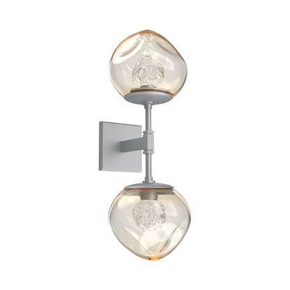 Luna Double LED Wall Light in Classic Silver/Amber (Floret Crystal).