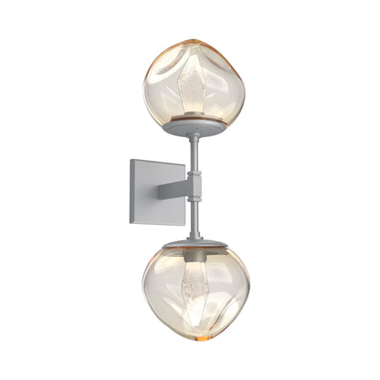 Luna Double LED Wall Light in Classic Silver/Amber (Geo Crystal).