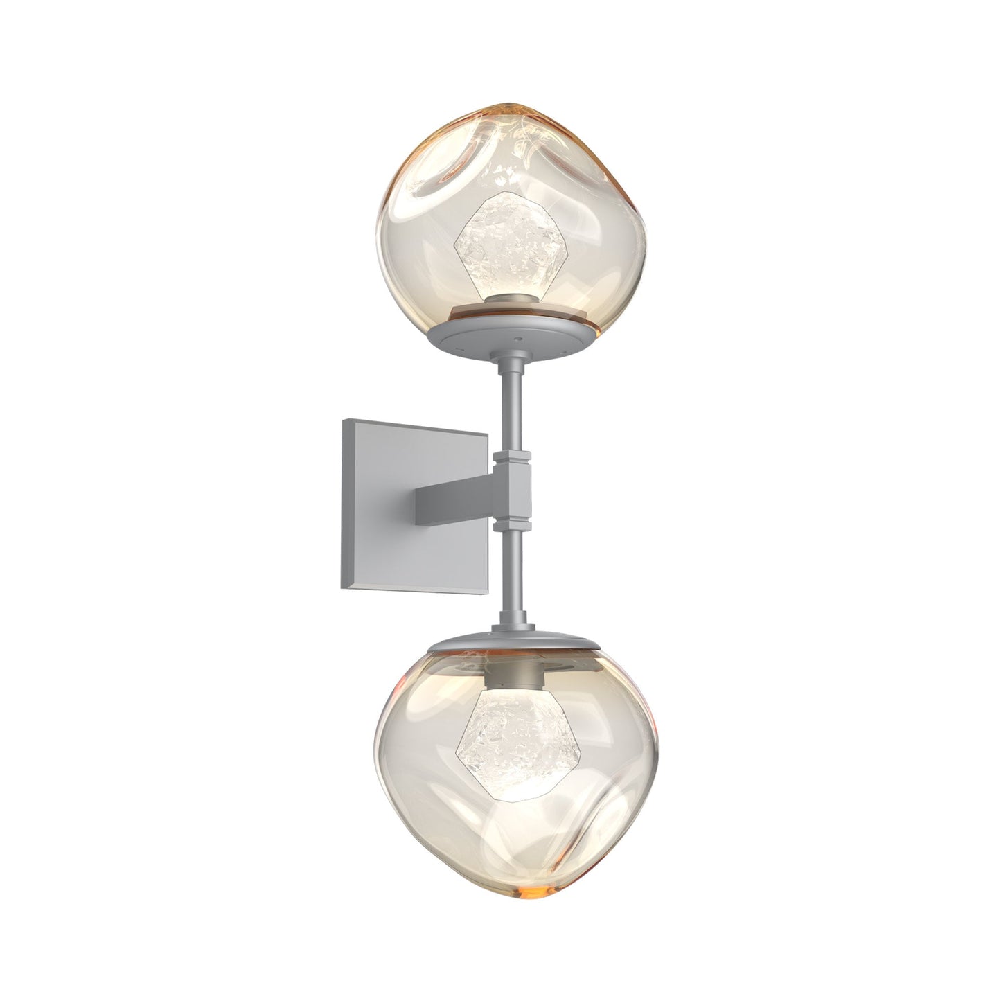 Luna Double LED Wall Light in Classic Silver/Amber (Zircon Crystal).