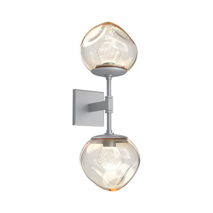 Luna Double LED Wall Light in Classic Silver/Amber (Zircon Crystal).