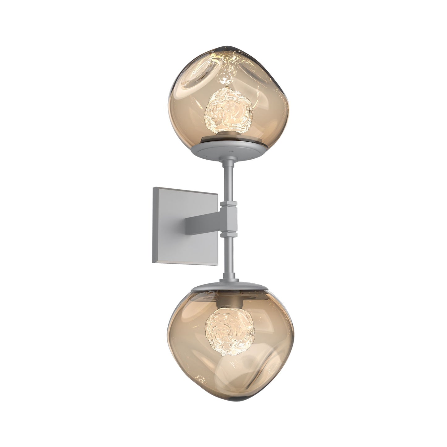 Luna Double LED Wall Light in Classic Silver/Bronze (Floret Crystal).