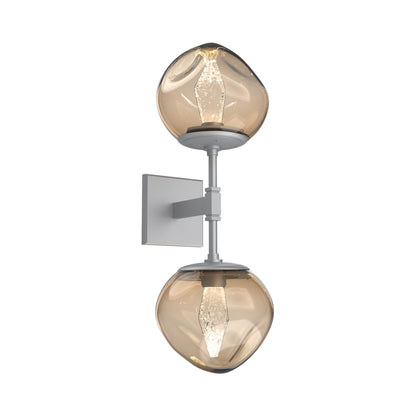 Luna Double LED Wall Light in Classic Silver/Bronze (Geo Crystal).