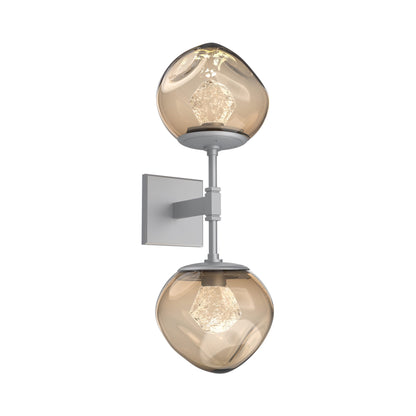 Luna Double LED Wall Light in Classic Silver/Bronze (Zircon Crystal).