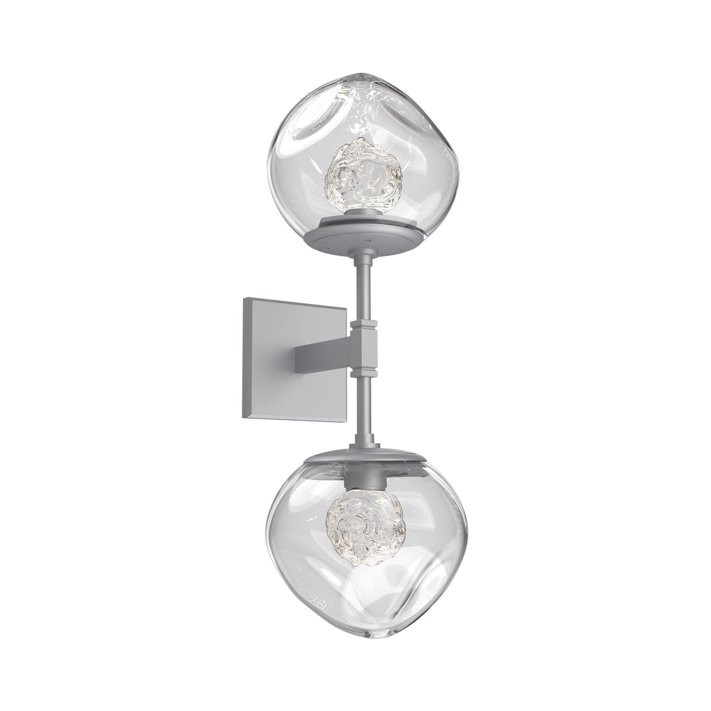 Luna Double LED Wall Light in Classic Silver/Clear (Floret Crystal).