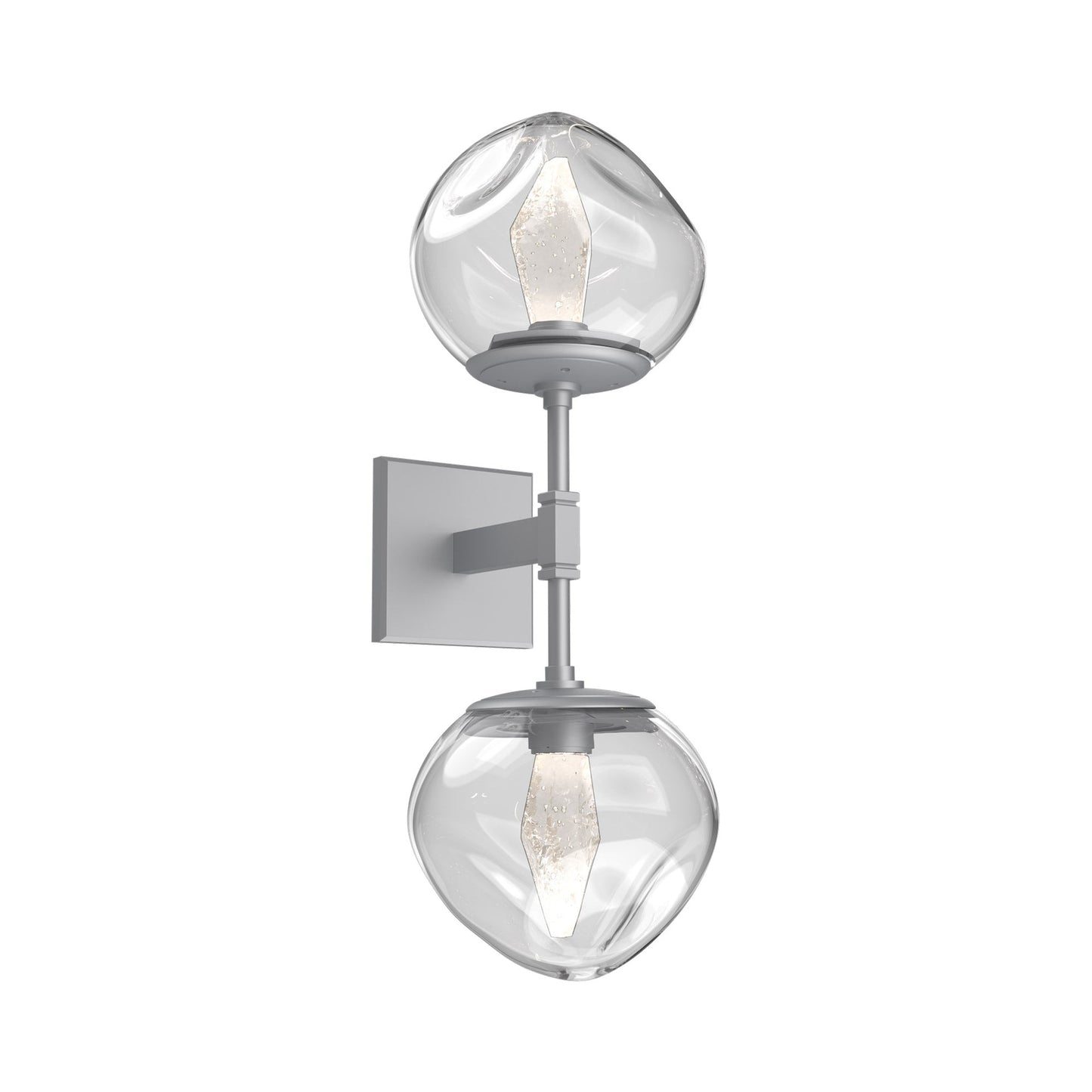 Luna Double LED Wall Light in Classic Silver/Clear (Geo Crystal).