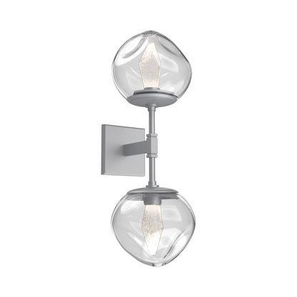 Luna Double LED Wall Light in Classic Silver/Clear (Geo Crystal).