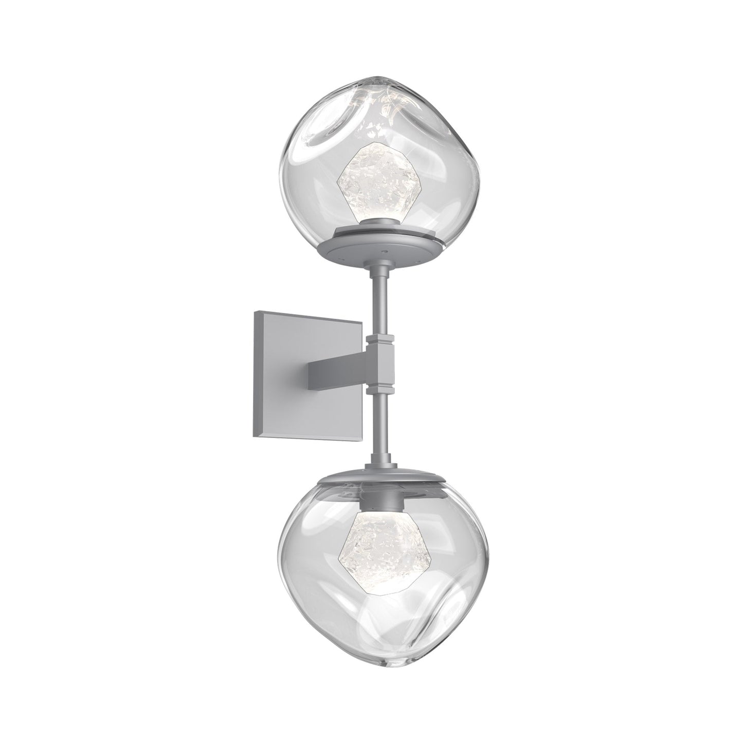 Luna Double LED Wall Light in Classic Silver/Clear (Zircon Crystal).