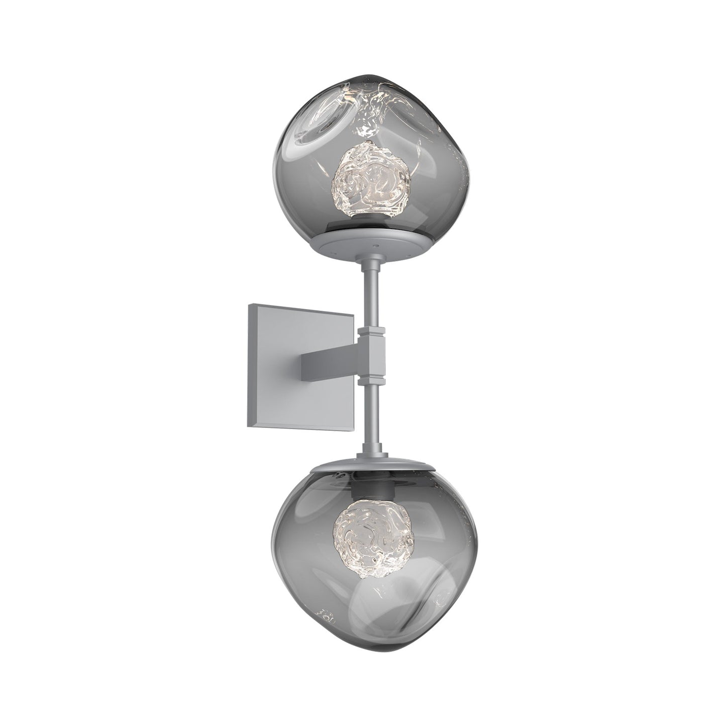 Luna Double LED Wall Light in Classic Silver/Smoke (Floret Crystal).