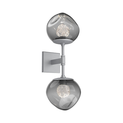 Luna Double LED Wall Light in Classic Silver/Smoke (Floret Crystal).