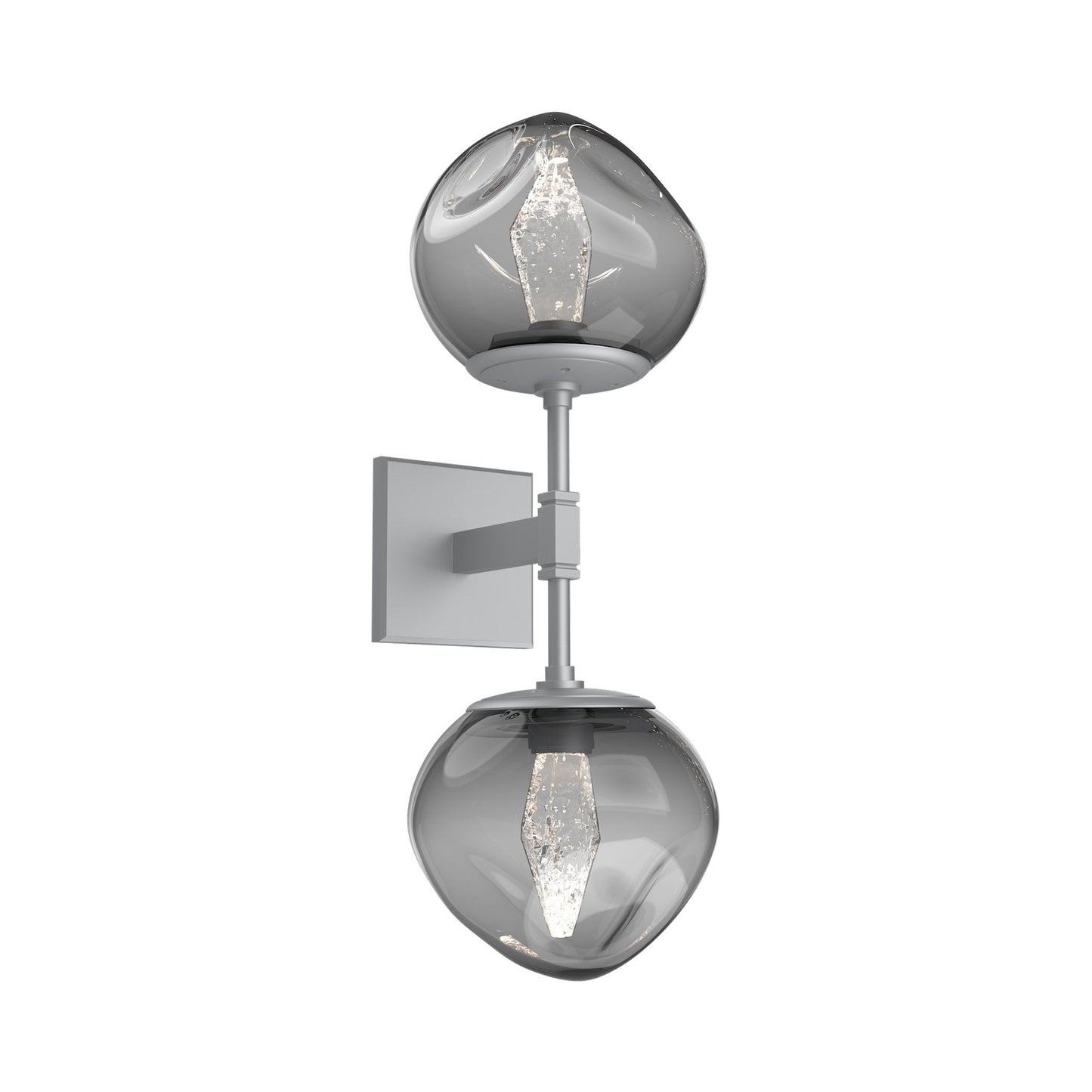 Luna Double LED Wall Light in Classic Silver/Smoke (Geo Crystal).