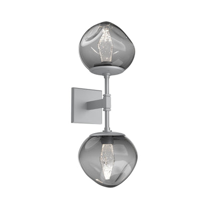 Luna Double LED Wall Light in Classic Silver/Smoke (Geo Crystal).