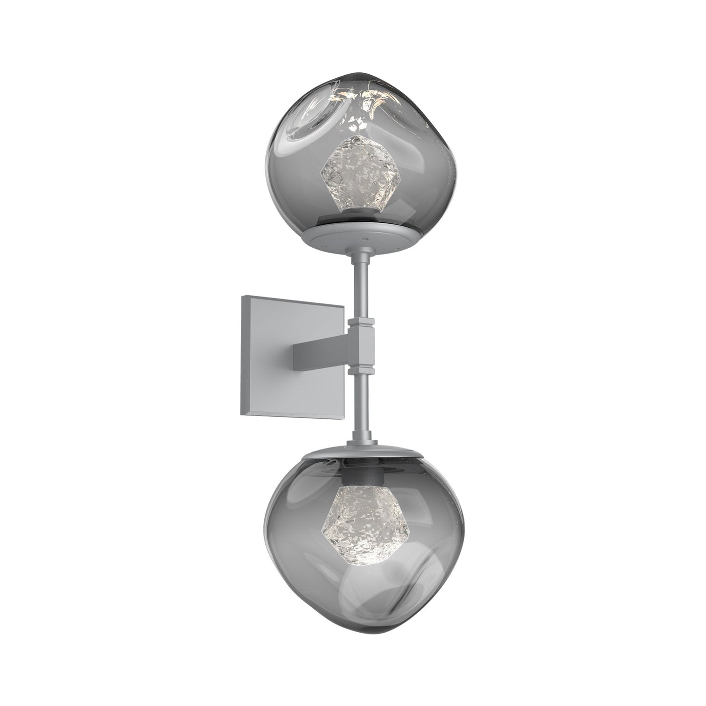 Luna Double LED Wall Light in Classic Silver/Smoke (Zircon Crystal).
