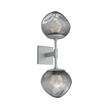 Luna Double LED Wall Light in Classic Silver/Smoke (Zircon Crystal).