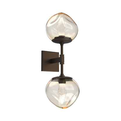 Luna Double LED Wall Light in Flat Bronze/Amber (Floret Crystal).