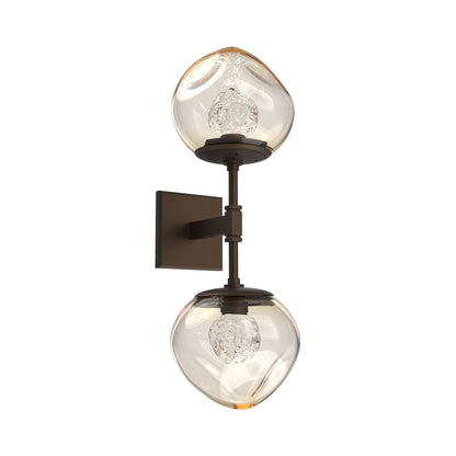 Luna Double LED Wall Light in Flat Bronze/Amber (Geo Crystal).