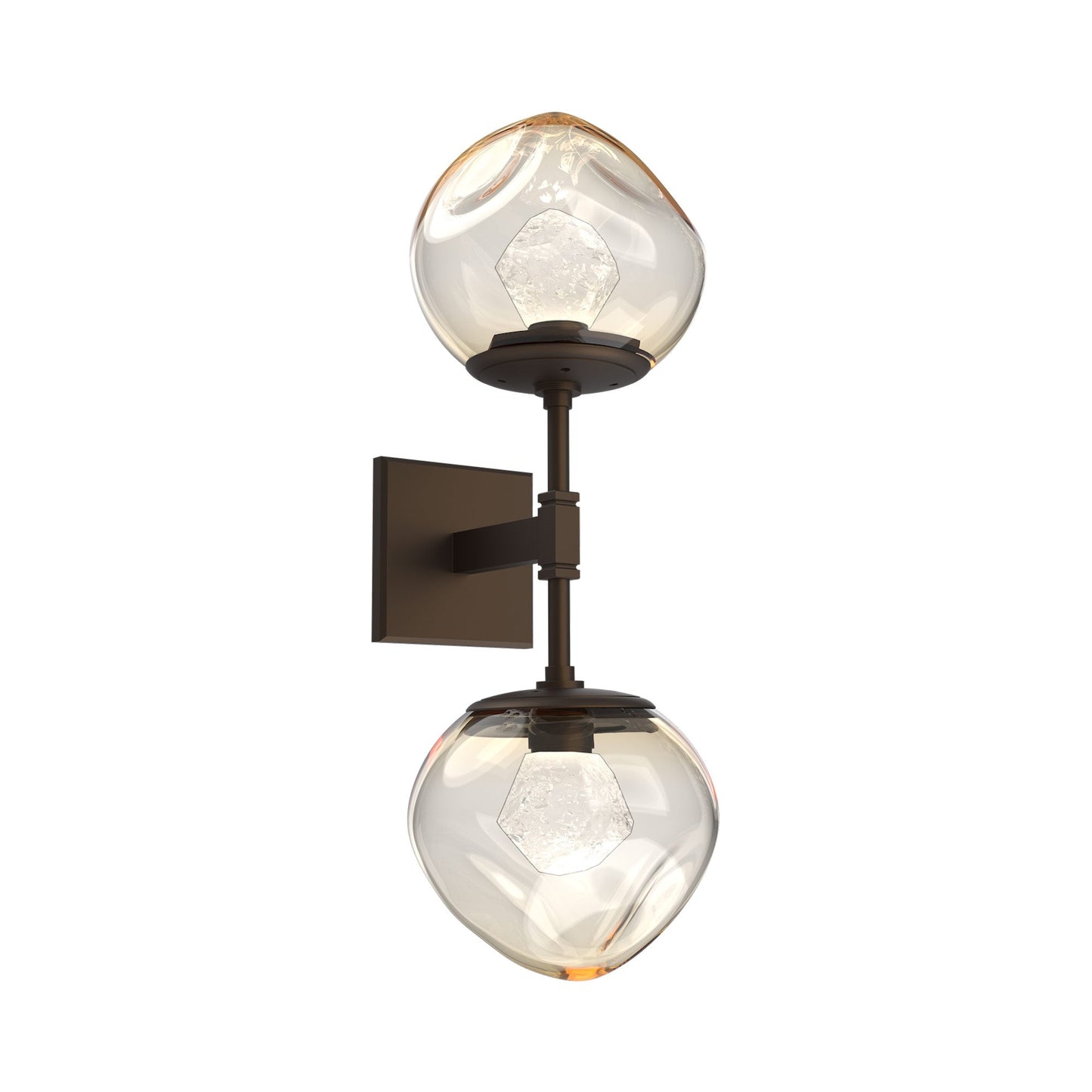 Luna Double LED Wall Light in Flat Bronze/Amber (Zircon Crystal).