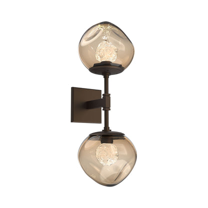 Luna Double LED Wall Light in Flat Bronze/Bronze (Floret Crystal).