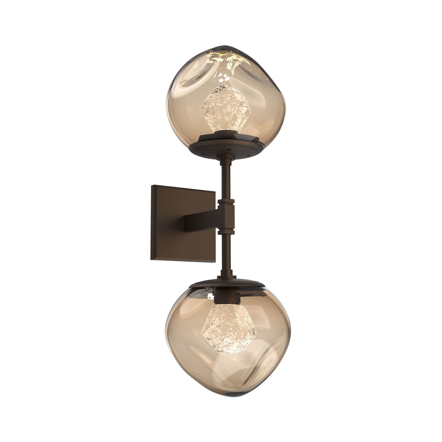 Luna Double LED Wall Light in Flat Bronze/Bronze (Zircon Crystal).