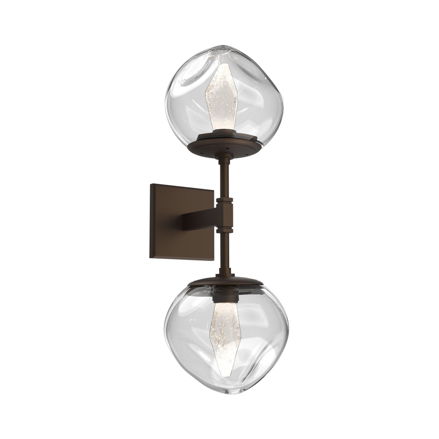 Luna Double LED Wall Light in Flat Bronze/Clear (Zircon Crystal).