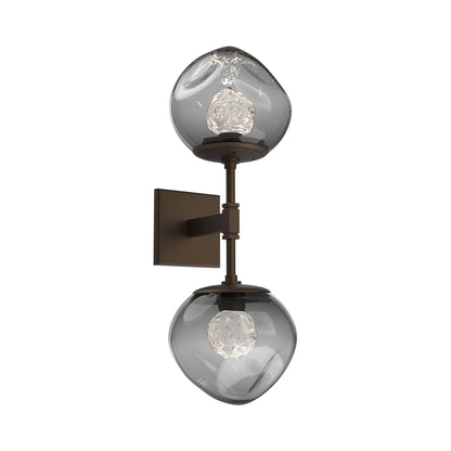 Luna Double LED Wall Light in Flat Bronze/Smoke (Floret Crystal).