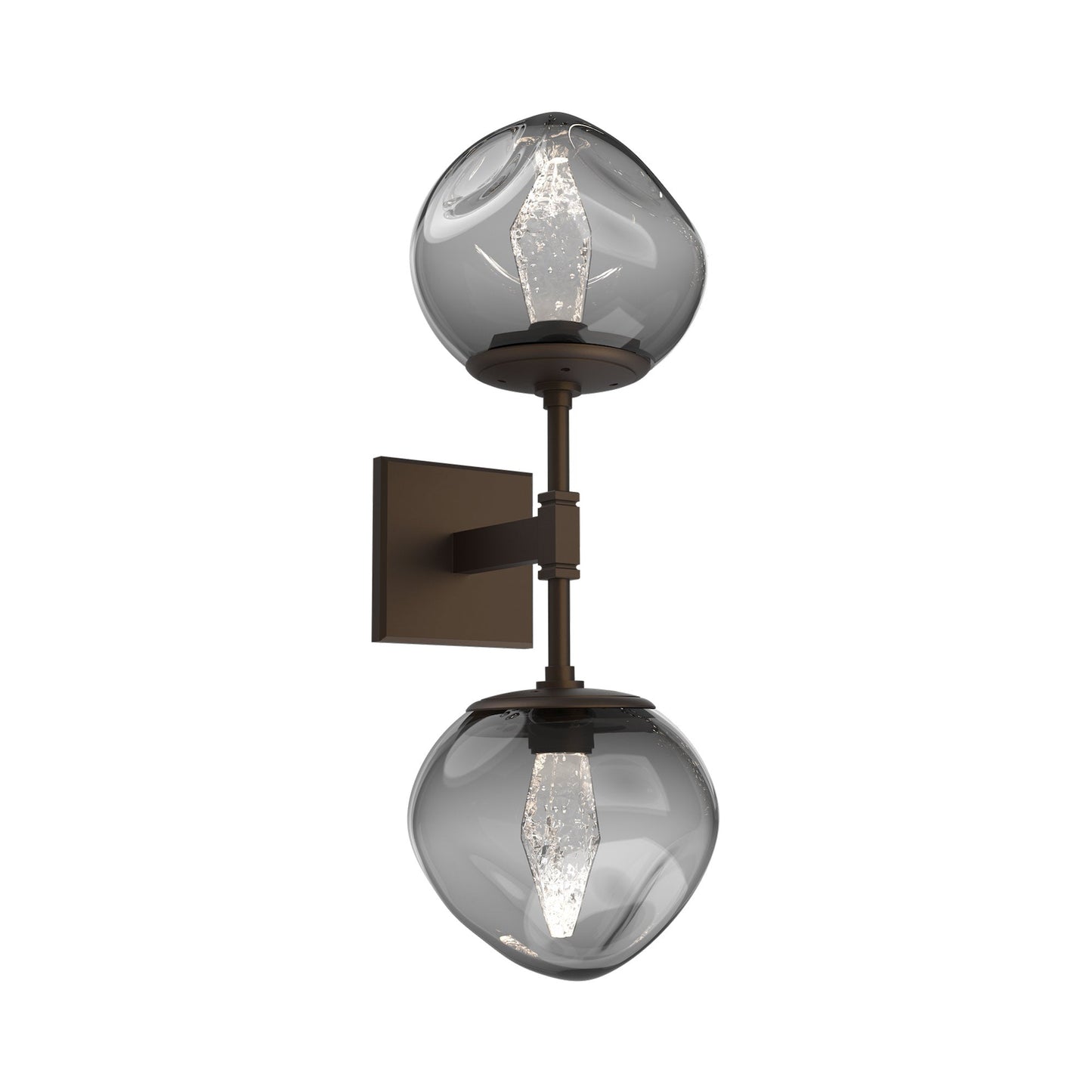 Luna Double LED Wall Light in Flat Bronze/Smoke (Geo Crystal).
