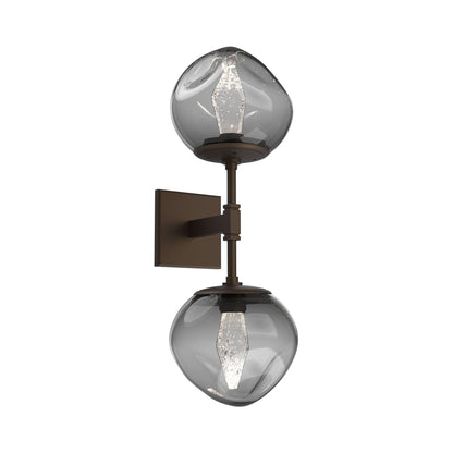 Luna Double LED Wall Light in Flat Bronze/Smoke (Geo Crystal).