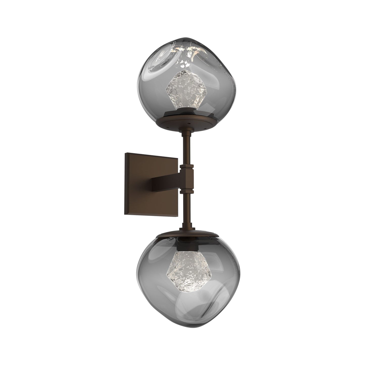 Luna Double LED Wall Light in Flat Bronze/Smoke (Zircon Crystal).