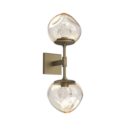 Luna Double LED Wall Light in Gilded Brass/Amber (Floret Crystal).