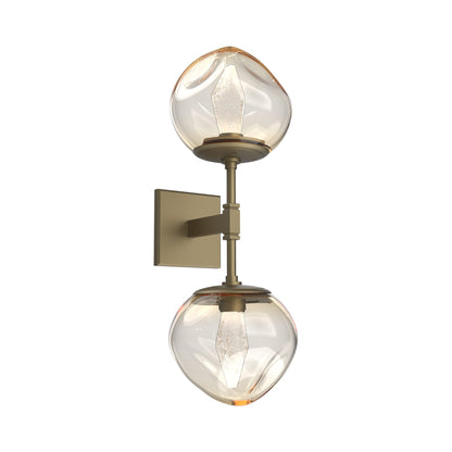 Luna Double LED Wall Light in Gilded Brass/Amber (Geo Crystal).