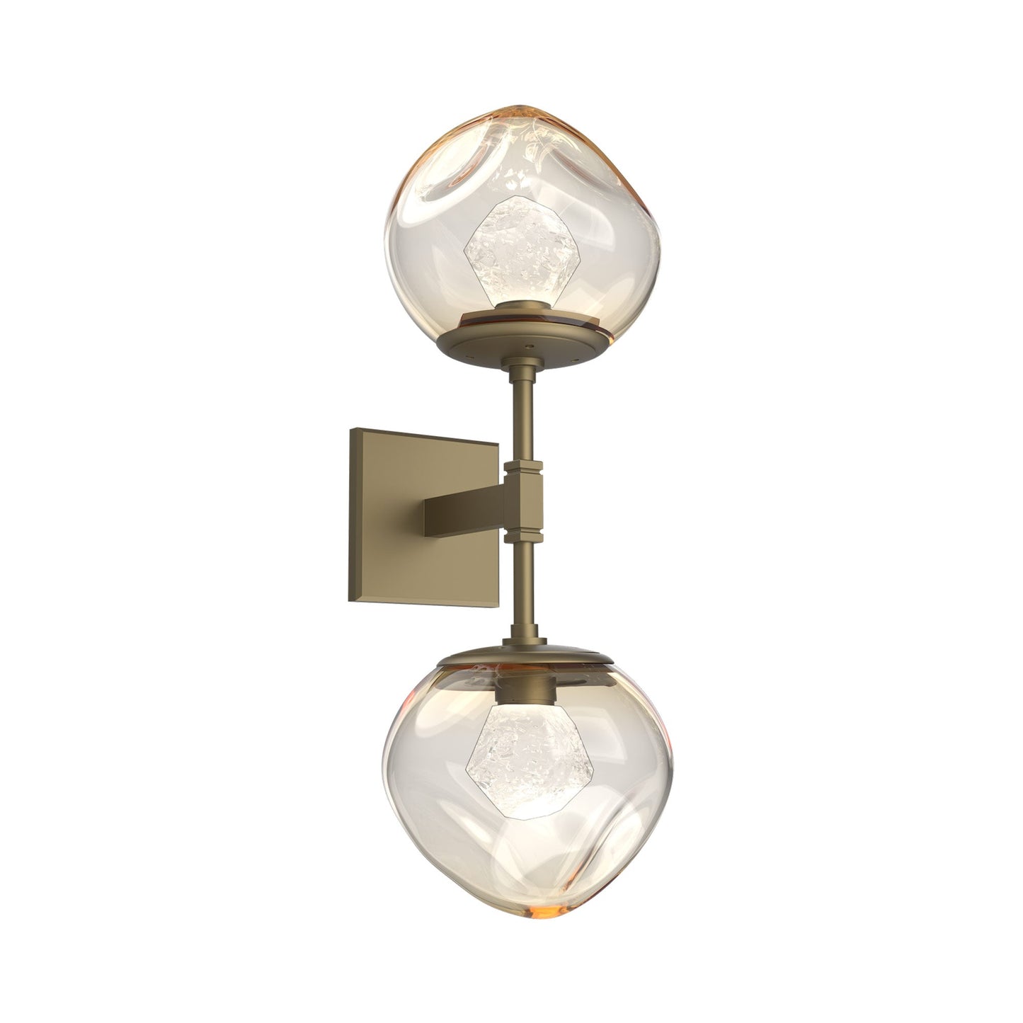 Luna Double LED Wall Light in Gilded Brass/Amber (Zircon Crystal).