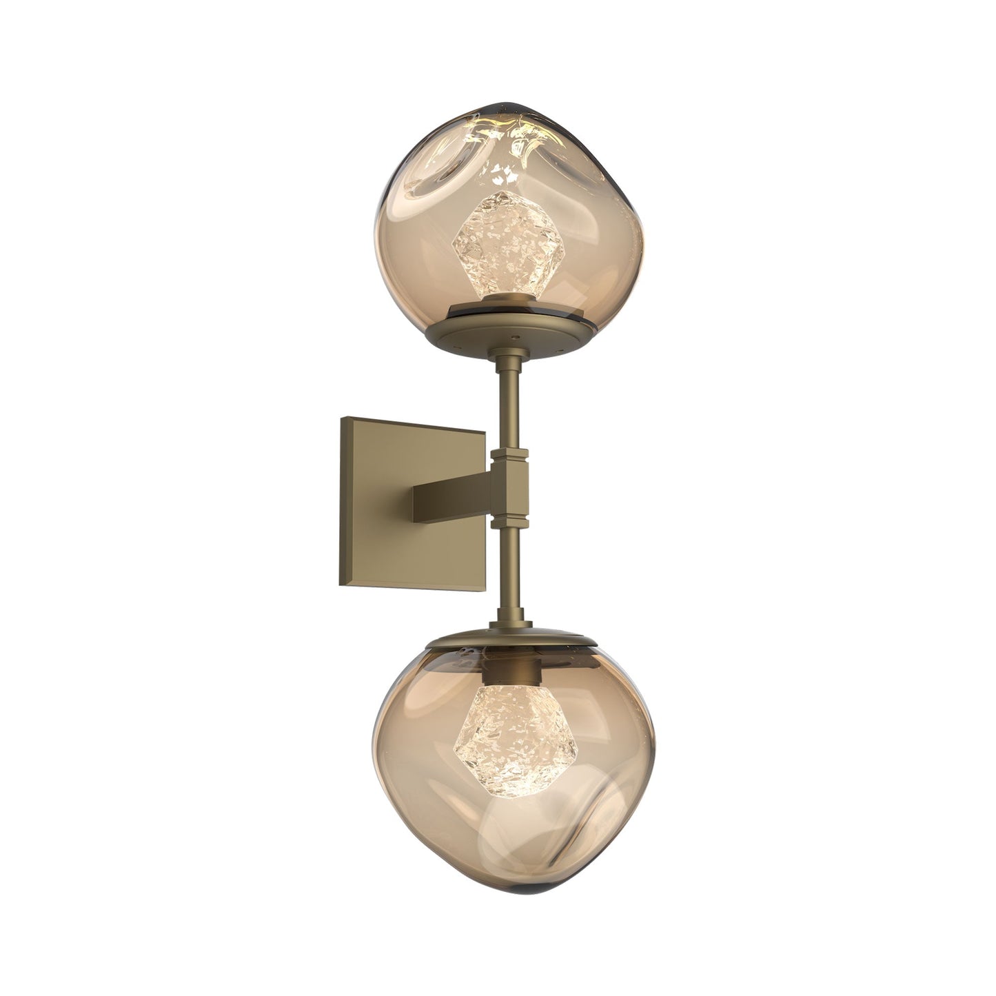 Luna Double LED Wall Light in Gilded Brass/Bronze (Zircon Crystal).