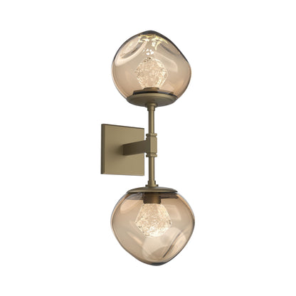 Luna Double LED Wall Light in Gilded Brass/Bronze (Zircon Crystal).