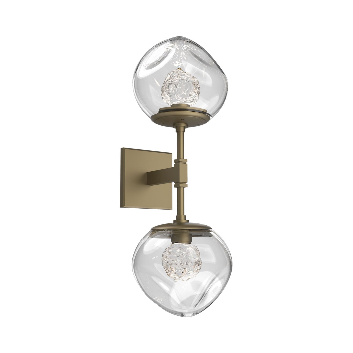 Luna Double LED Wall Light in Gilded Brass/Clear (Floret Crystal).