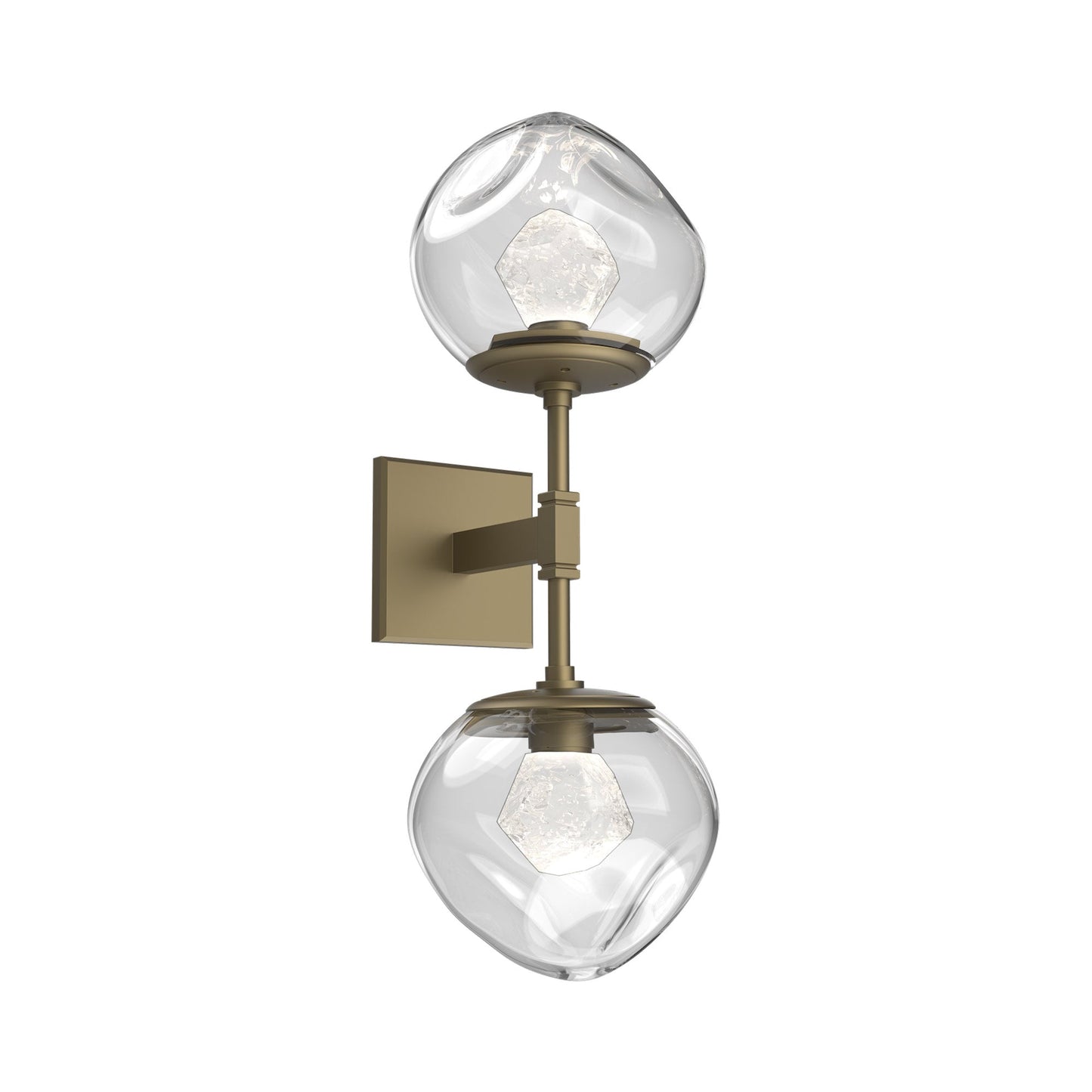 Luna Double LED Wall Light in Gilded Brass/Clear (Zircon Crystal).