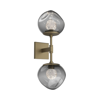 Luna Double LED Wall Light in Gilded Brass/Smoke (Floret Crystal).