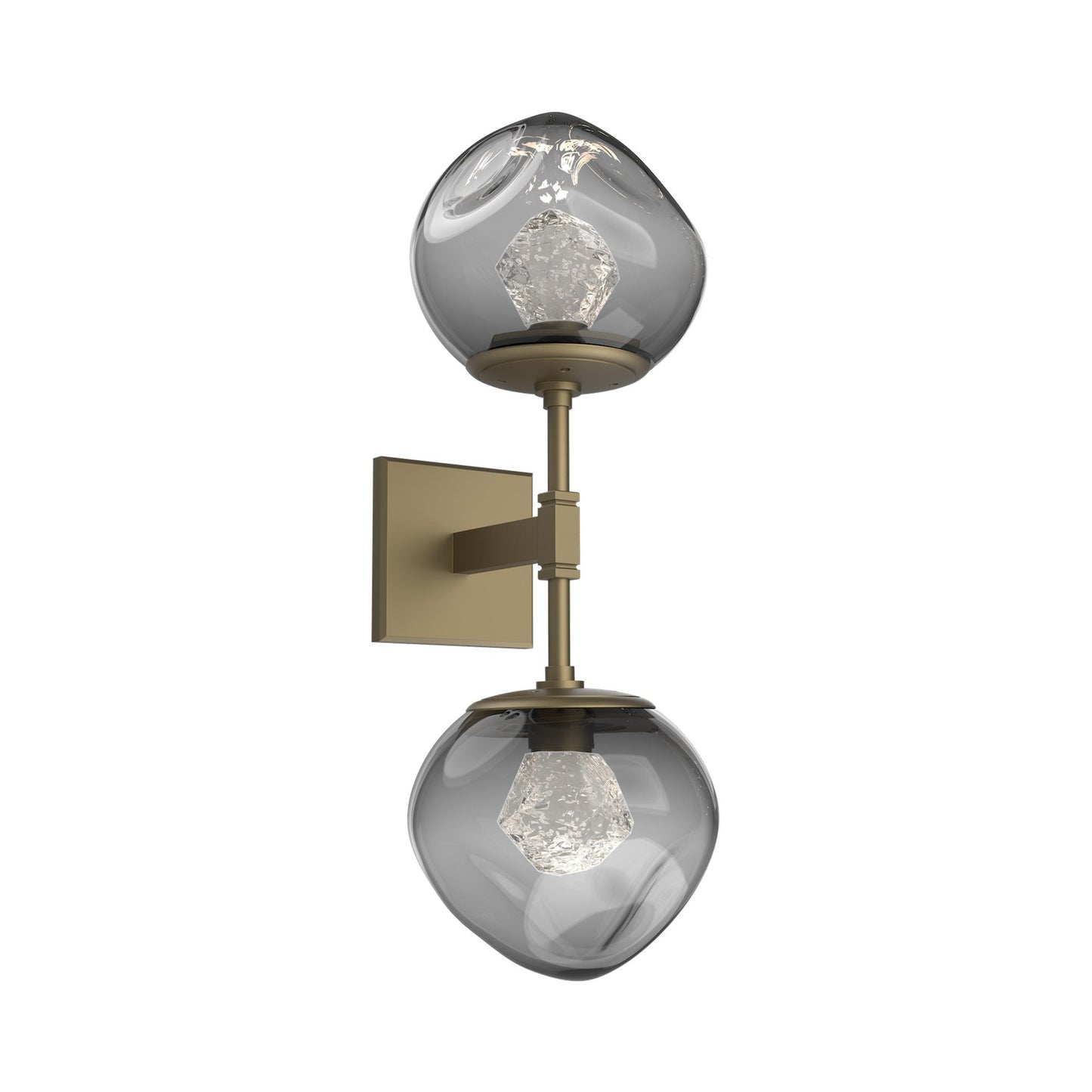 Luna Double LED Wall Light in Gilded Brass/Smoke (Zircon Crystal).