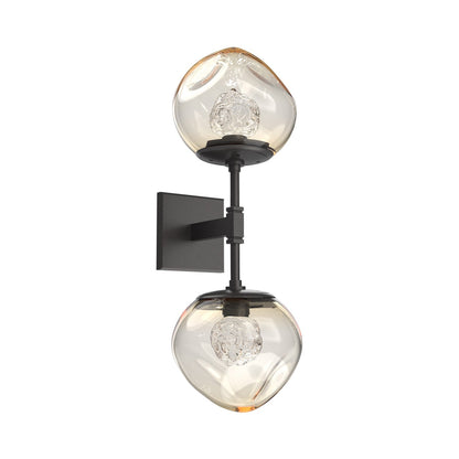 Luna Double LED Wall Light in Graphite/Amber (Floret Crystal).