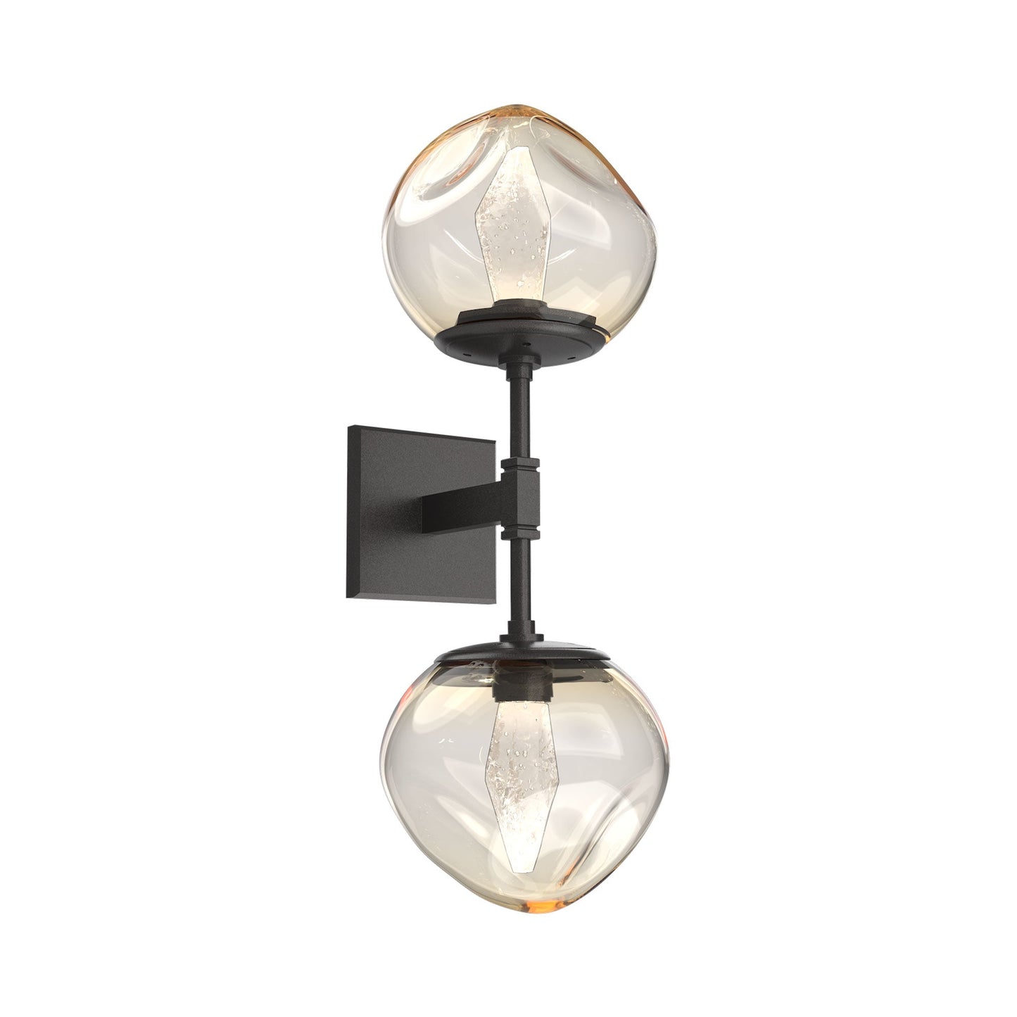 Luna Double LED Wall Light in Graphite/Amber (Geo Crystal).