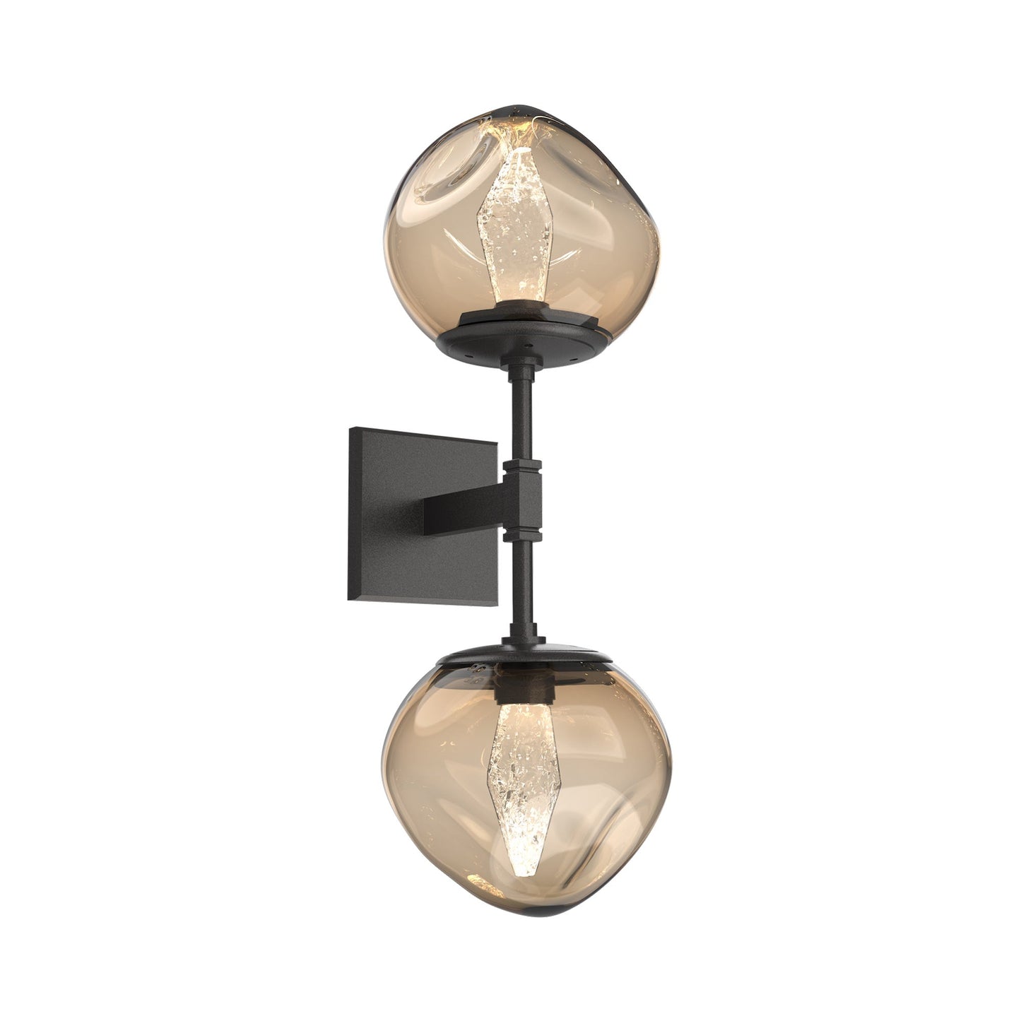 Luna Double LED Wall Light in Graphite/Bronze (Geo Crystal).