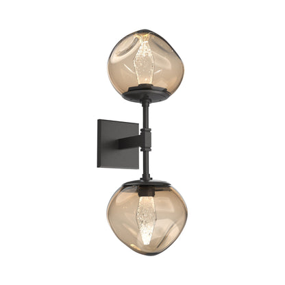 Luna Double LED Wall Light in Graphite/Bronze (Geo Crystal).