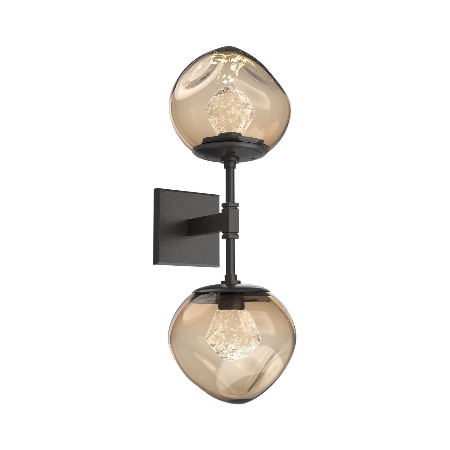 Luna Double LED Wall Light in Graphite/Bronze (Zircon Crystal).