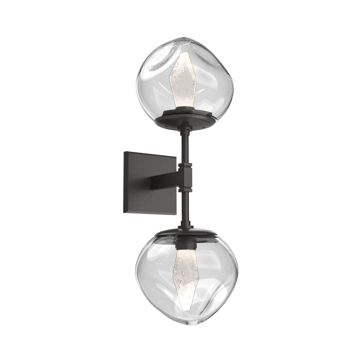 Luna Double LED Wall Light in Graphite/Clear (Geo Crystal).